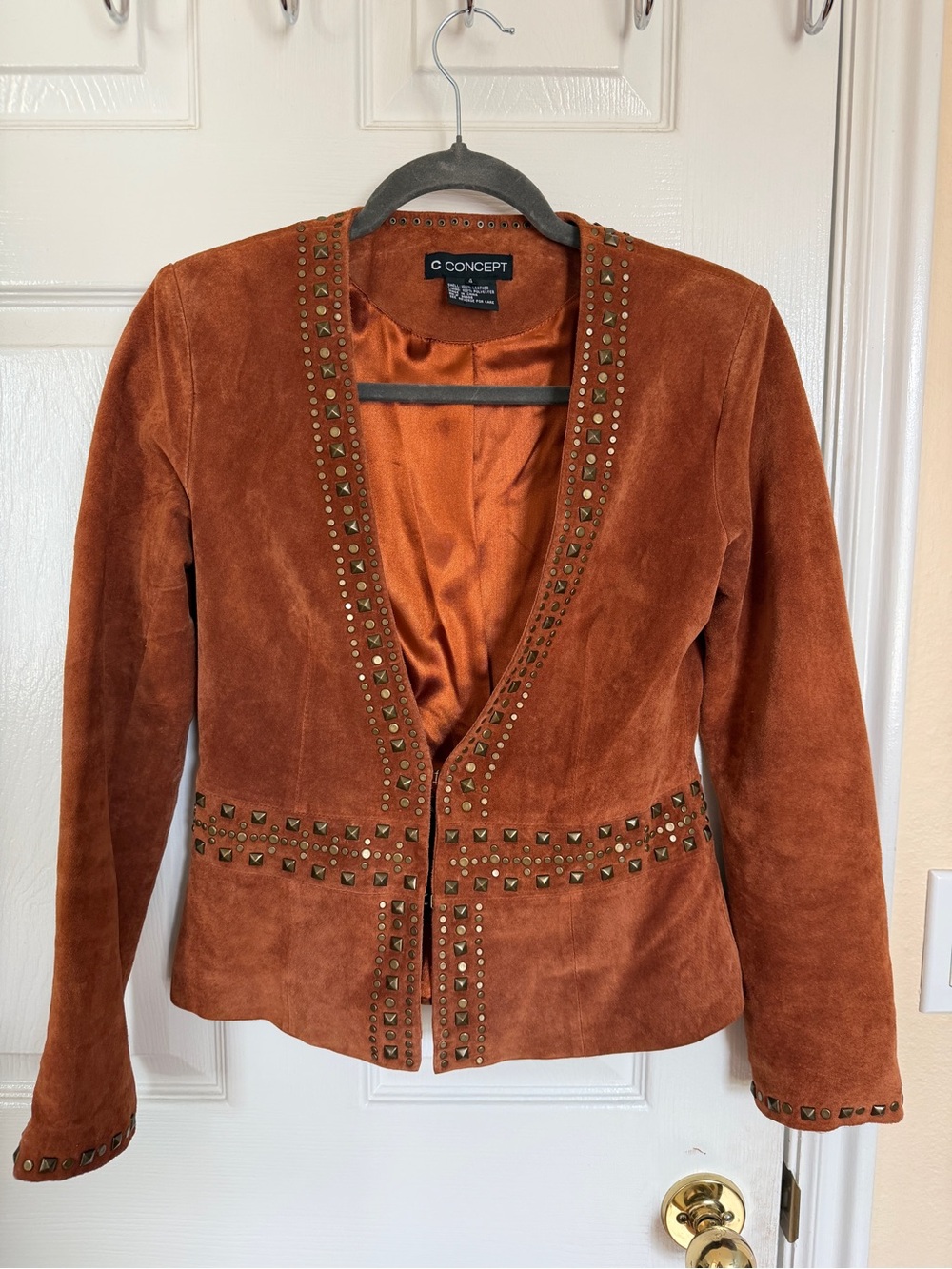 Women's Real Suede Leather Studded Jacket